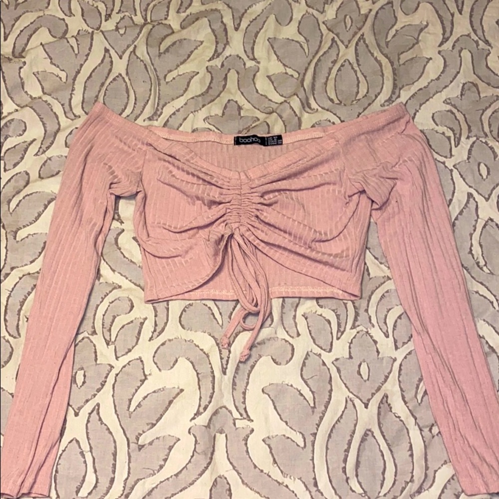 Off the shoulder crop top with scrunched mid